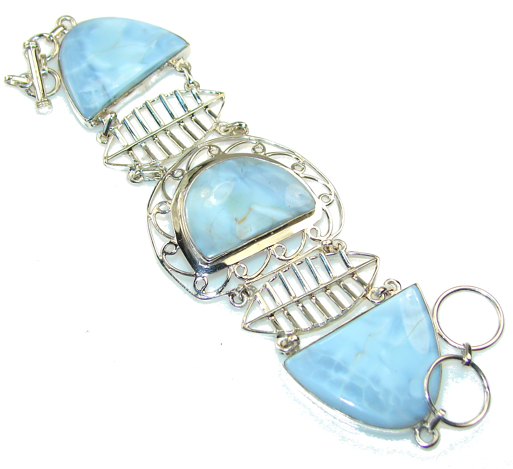 Excellent Blue Agate Sterling Silver Bracelet