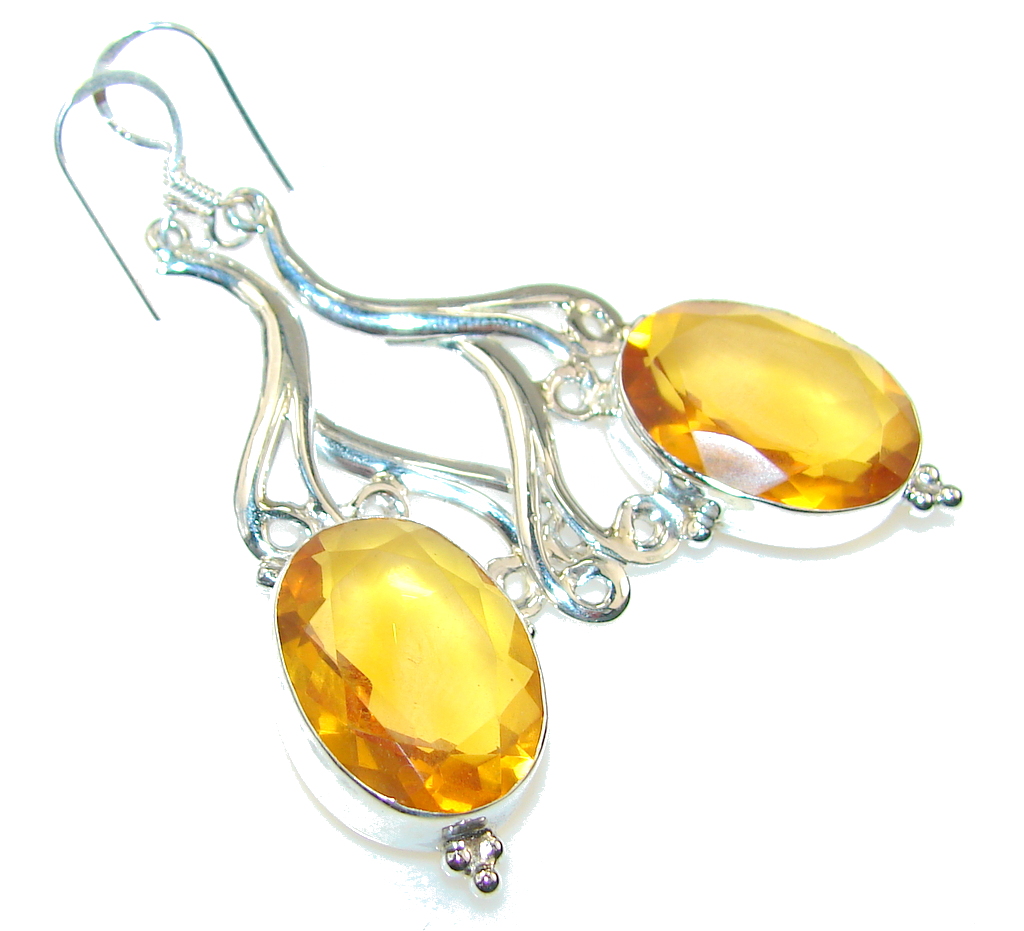 Amazing Golden Topaz Quartz Sterling Silver earrings