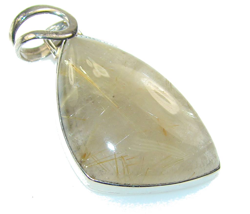 Amazing Golden Rutilated Quartz Sterling Silver Pendant