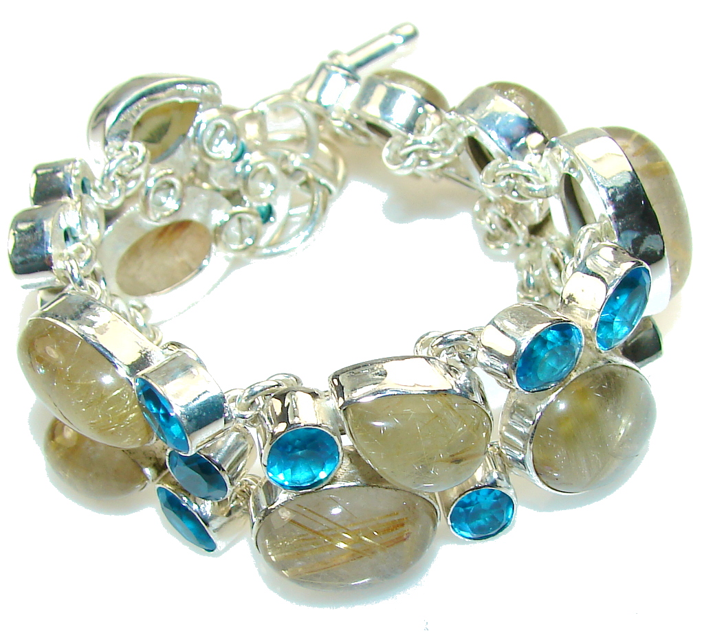 Perfection!! Golden Rutilated Quartz Sterling Silver Bracelet