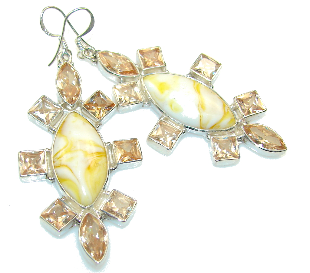 Beautiful Yellow Agate Sterling Silver earrings