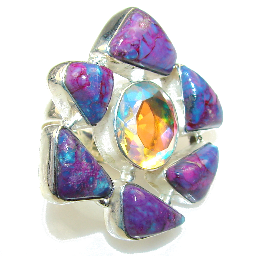 Fantastic Dichroic Glass Sterling Silver ring s. 6