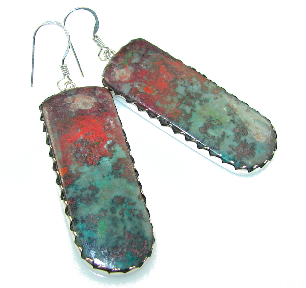Stylish Red Sonora Jasper Sterling Silver earrings