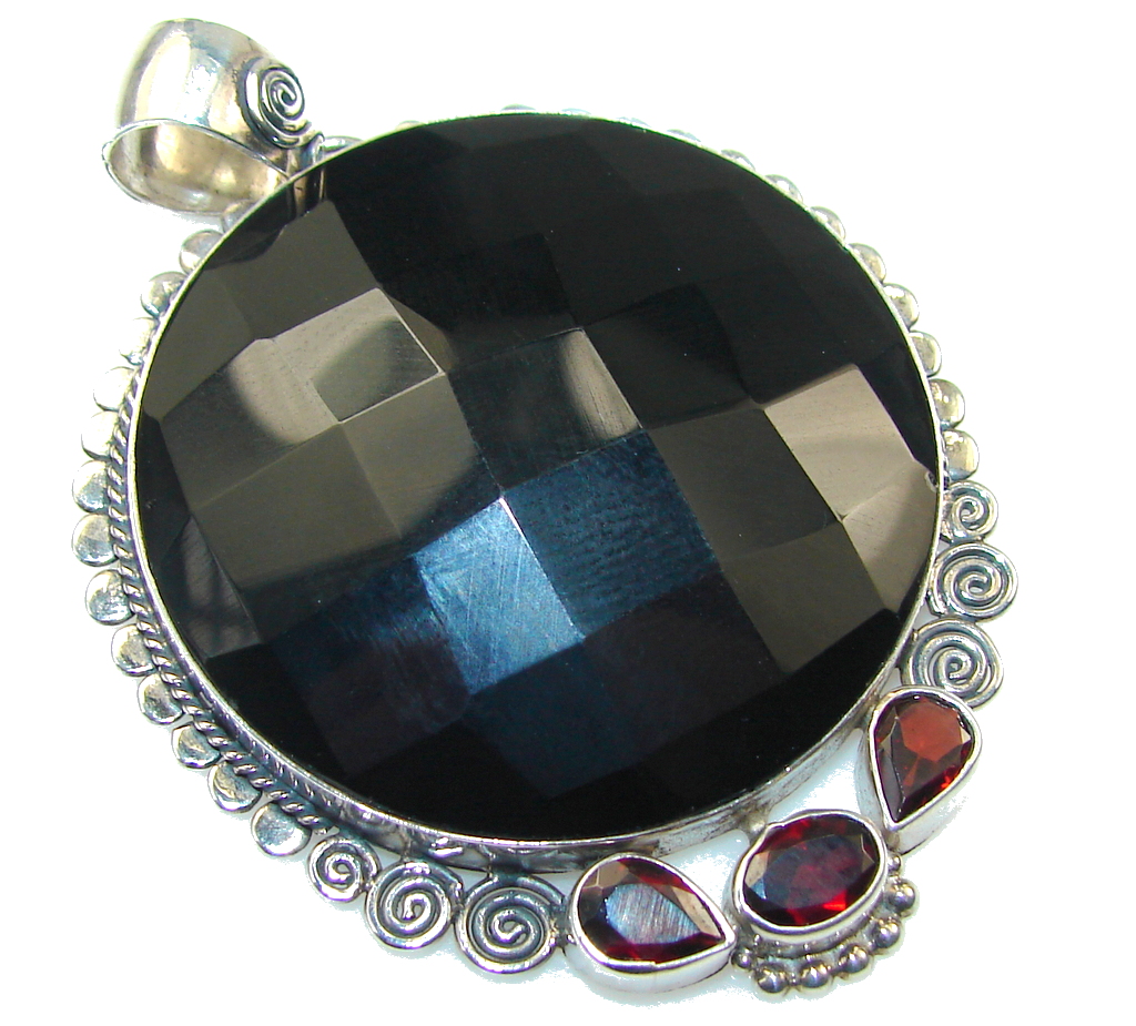 Beautiful Black Onyx Sterling Silver Pendant