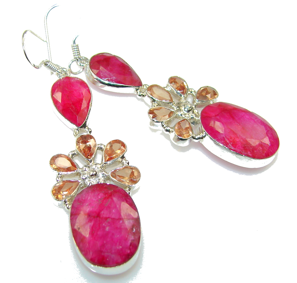 Precious Pink Ruby Sterling Silver earrings