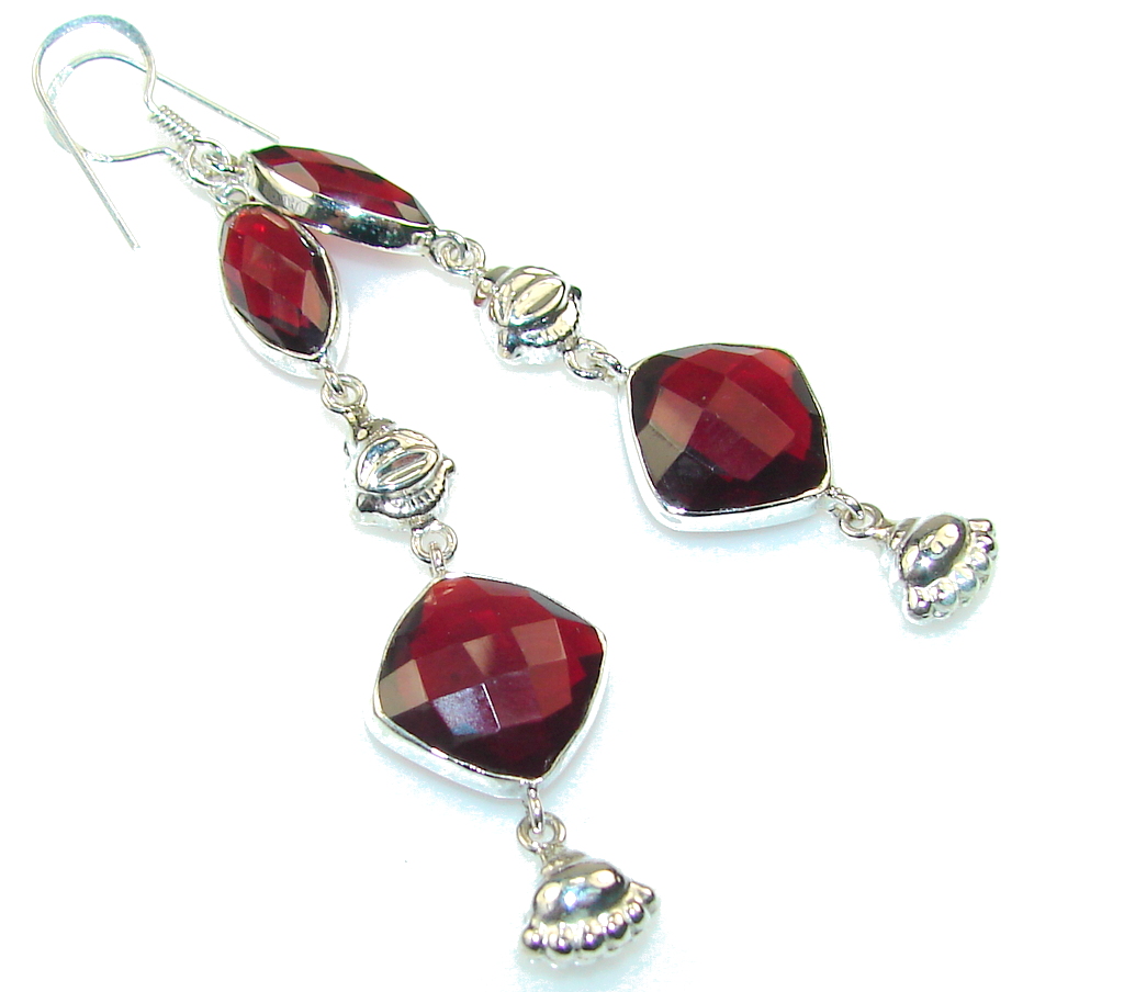 Amazing Love!! Created Red Garnet Sterling Silver earrings
