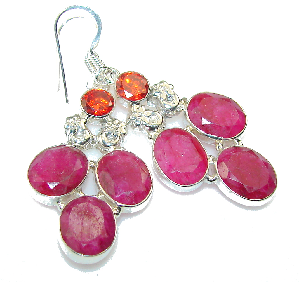 Excellent Pink Ruby Sterling Silver earrings