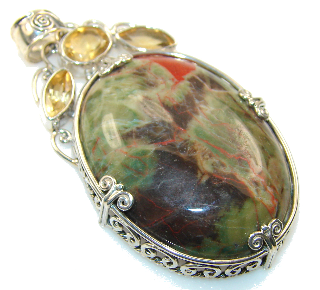 Afton Canyon Cady Mountain CA AAA Moss Agate Silver Pendant
