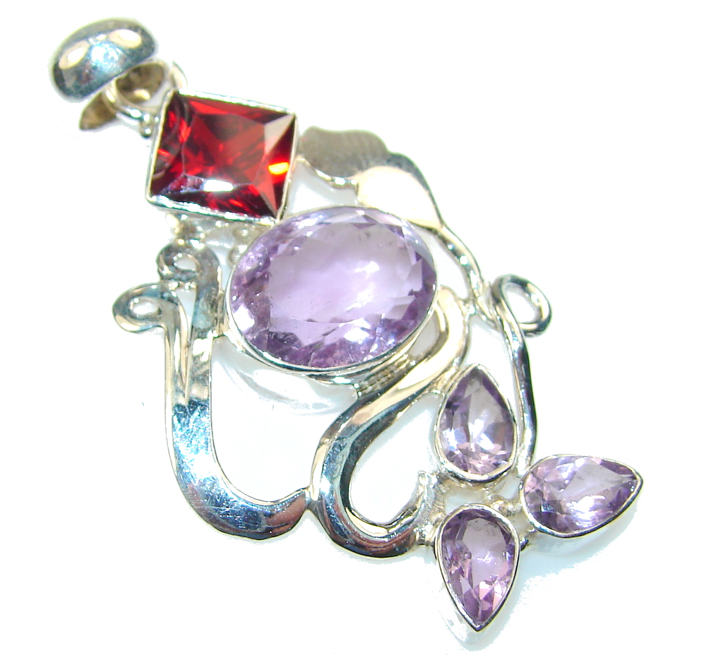 Amazing Purple Amethyst Sterling Silver Pendant