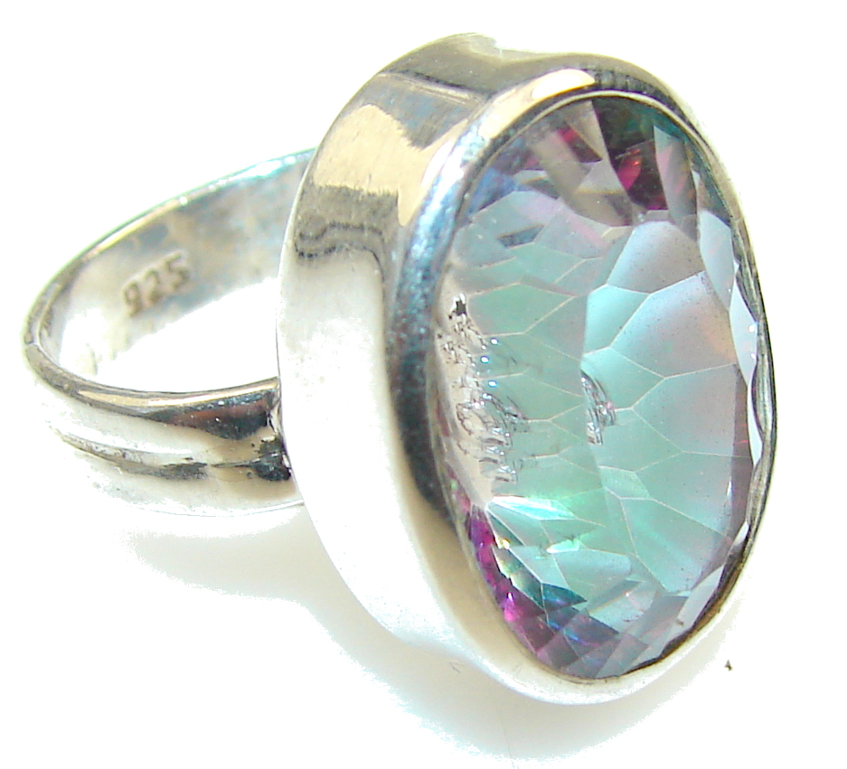 Amazing Magic Mystic Topaz Sterling Silver ring; s. 7