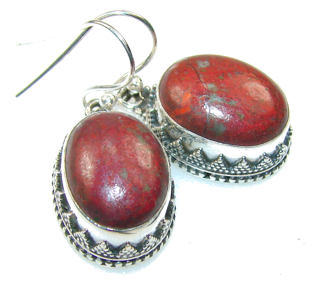 Excellent Red Sonora Jasper Sterling Silver Earrings