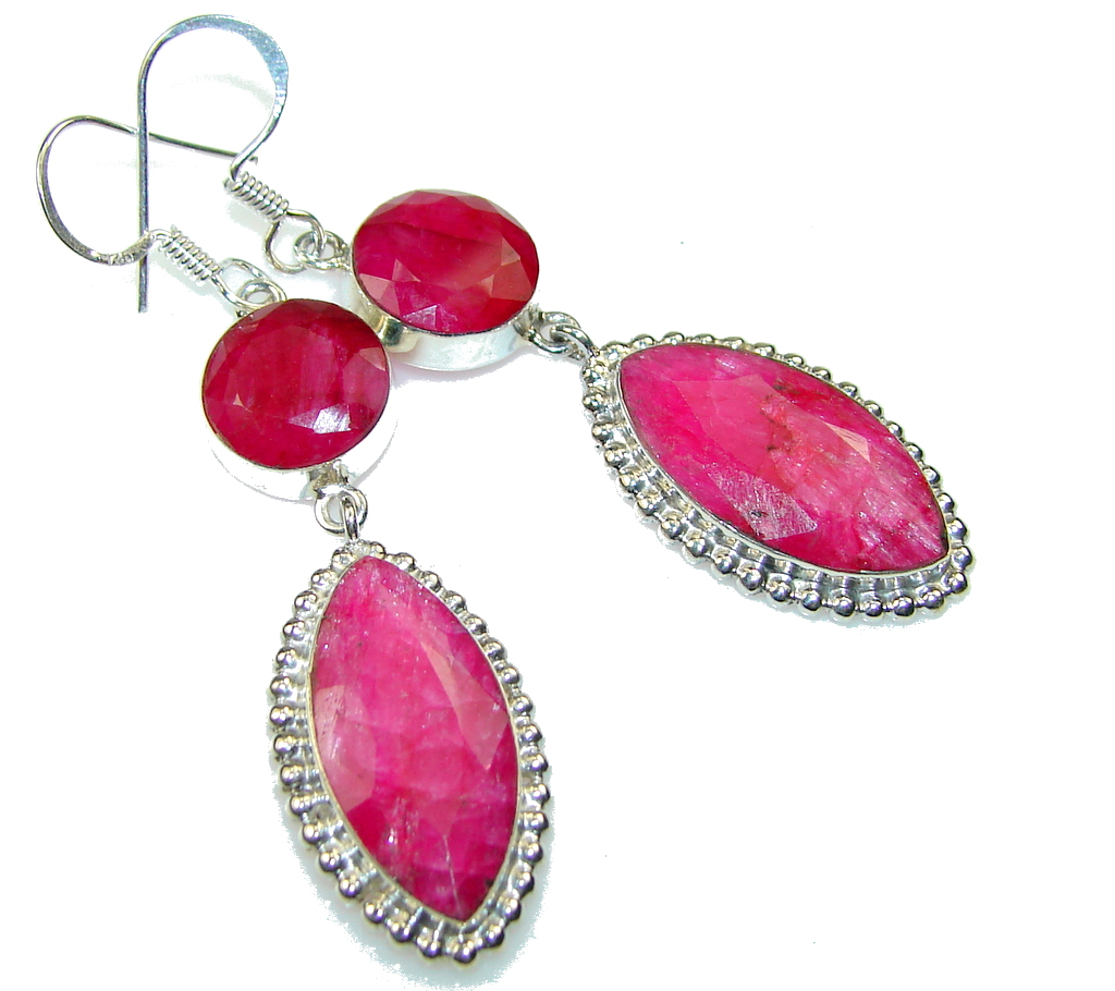 Beautiful Pink Ruby Sterling Silver earrings