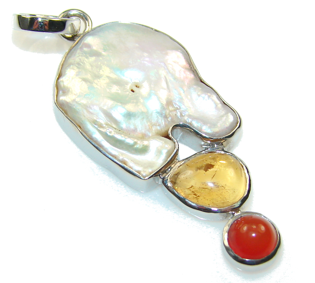 Classy Mother Of Pearl Sterling Silver Pendant