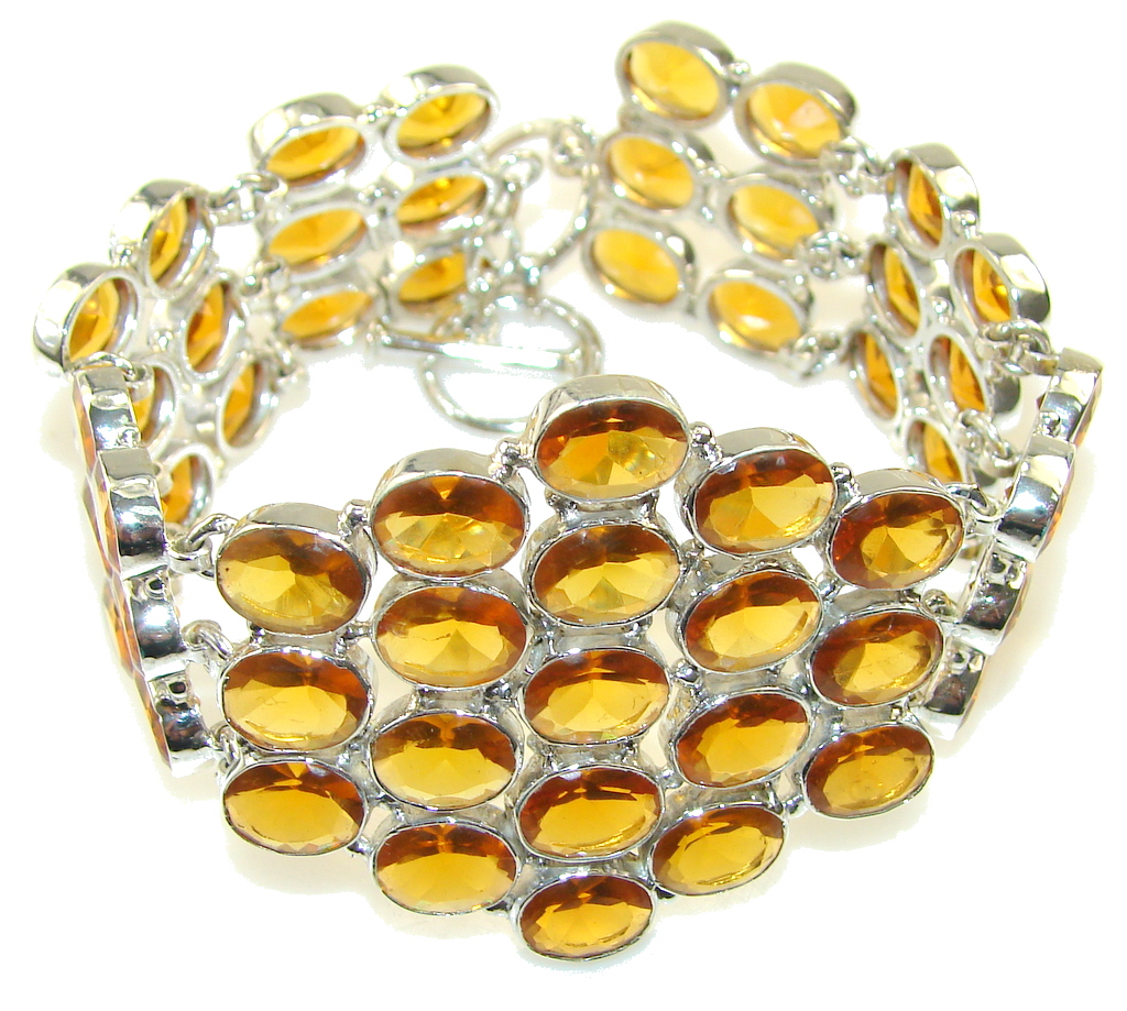 Perfection!! Golden Rutilated Quartz Sterling Silver Bracelet