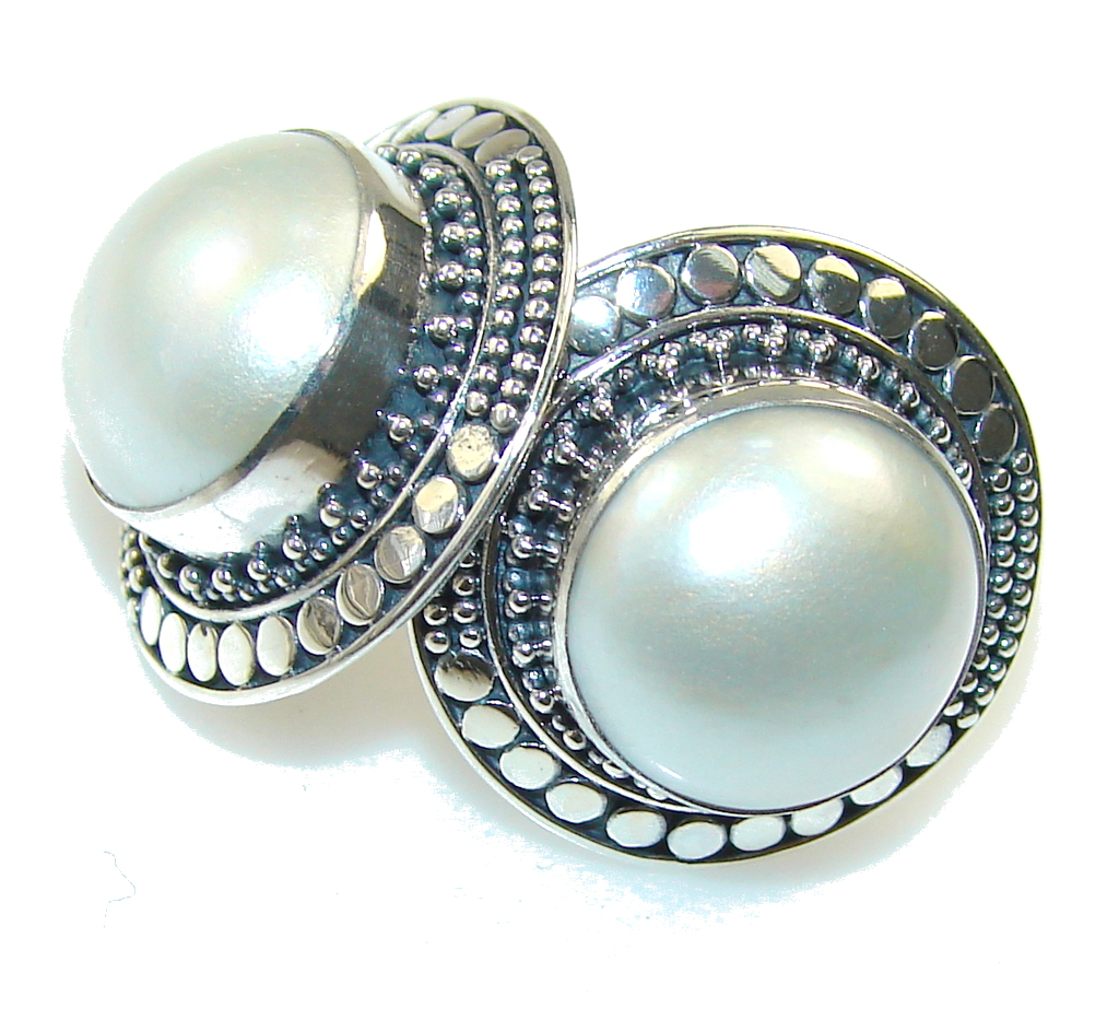 Amazing White Fresh Water Pearl Sterling Silver Earrings