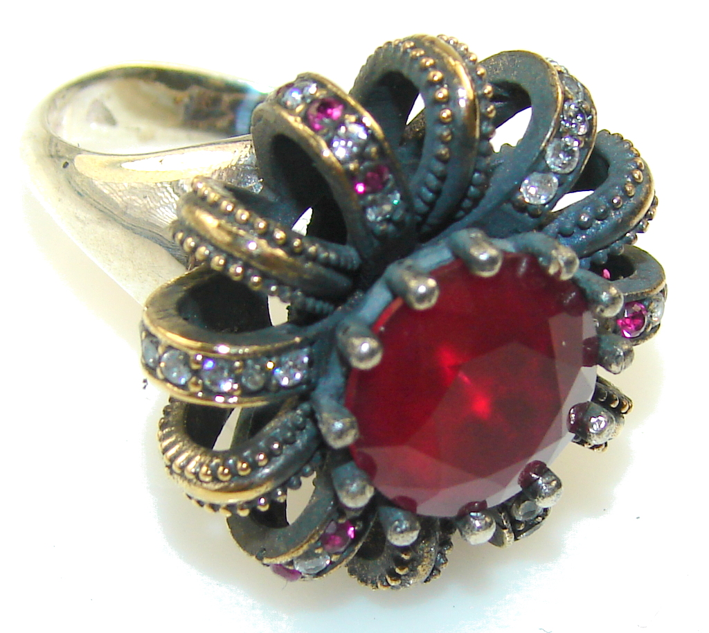 Vintage Style Crazy Energy Of Ruby Sterling Silver Ring s. 8