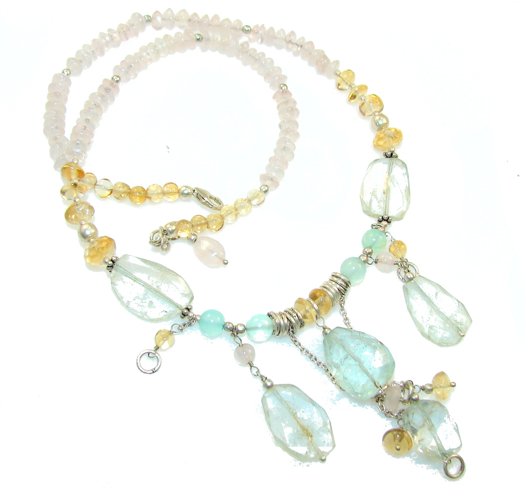 Delicate Design!! Light Aquamarine Sterling Silver necklace