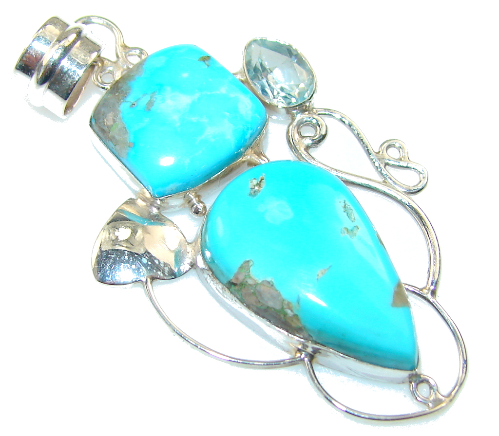 Sleeping Beauty!! Blue Turquoise Sterling Silver Pendant