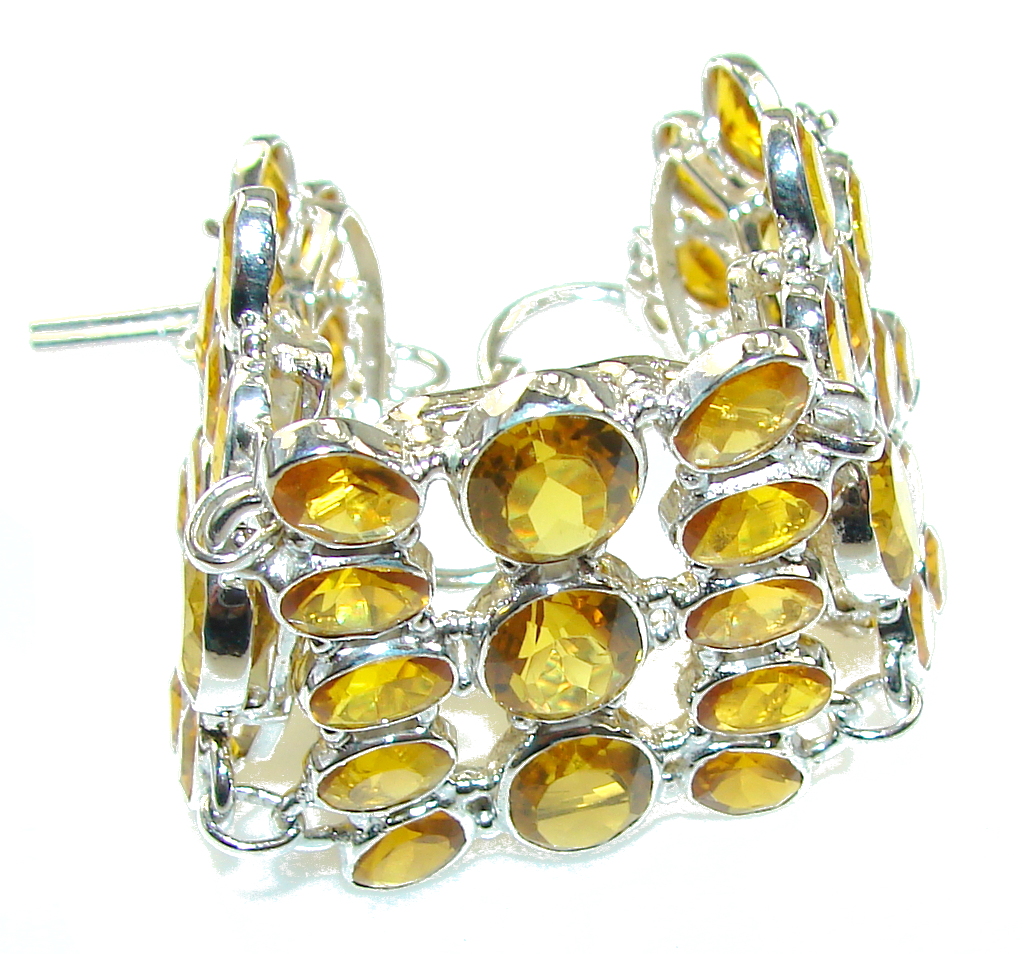 Bright Sun!! Yellow Citrine Sterling Silver Bracelet