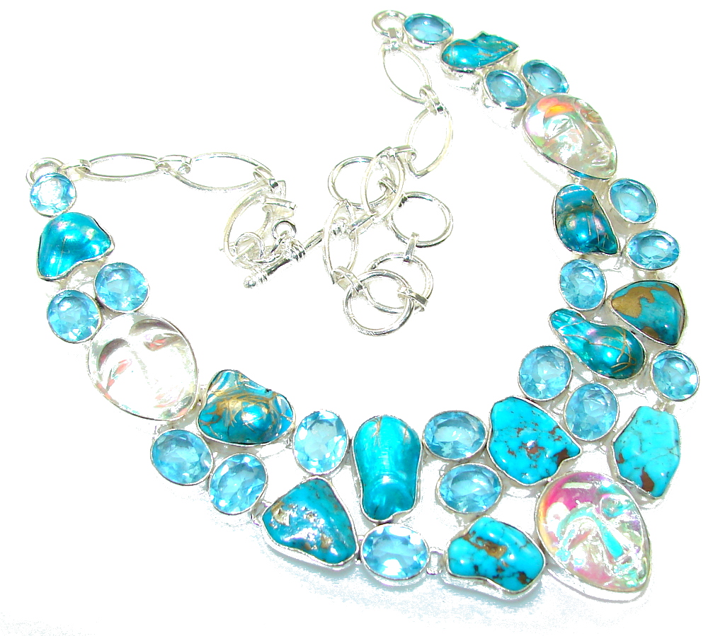 New Design!! Cooper Turquoise Sterling Silver necklace
