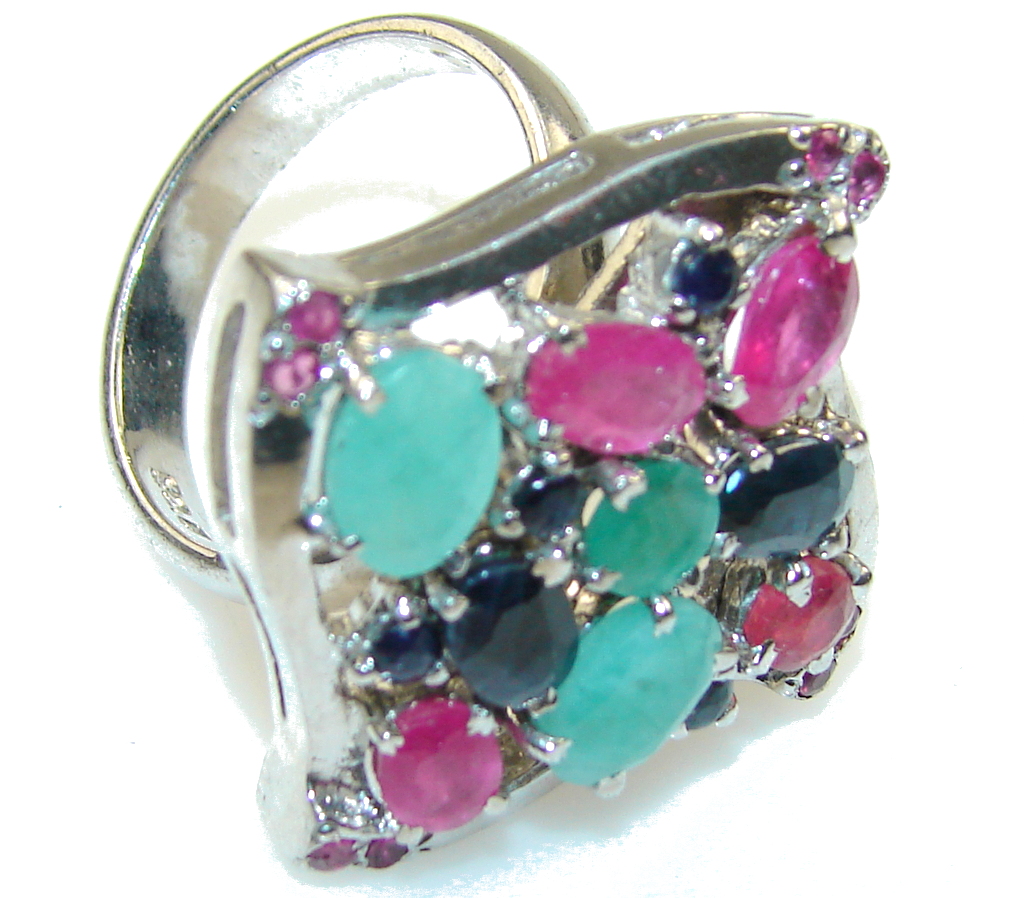 Gorgeous Design!! Pink Ruby Sterling Silver Ring s. 8