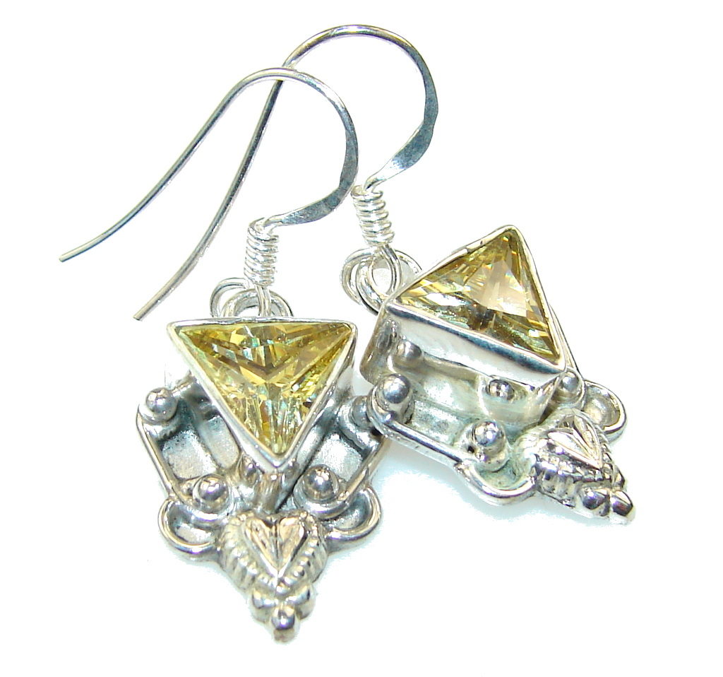 Amazing Citrine Quartz Sterling Silver Earrings