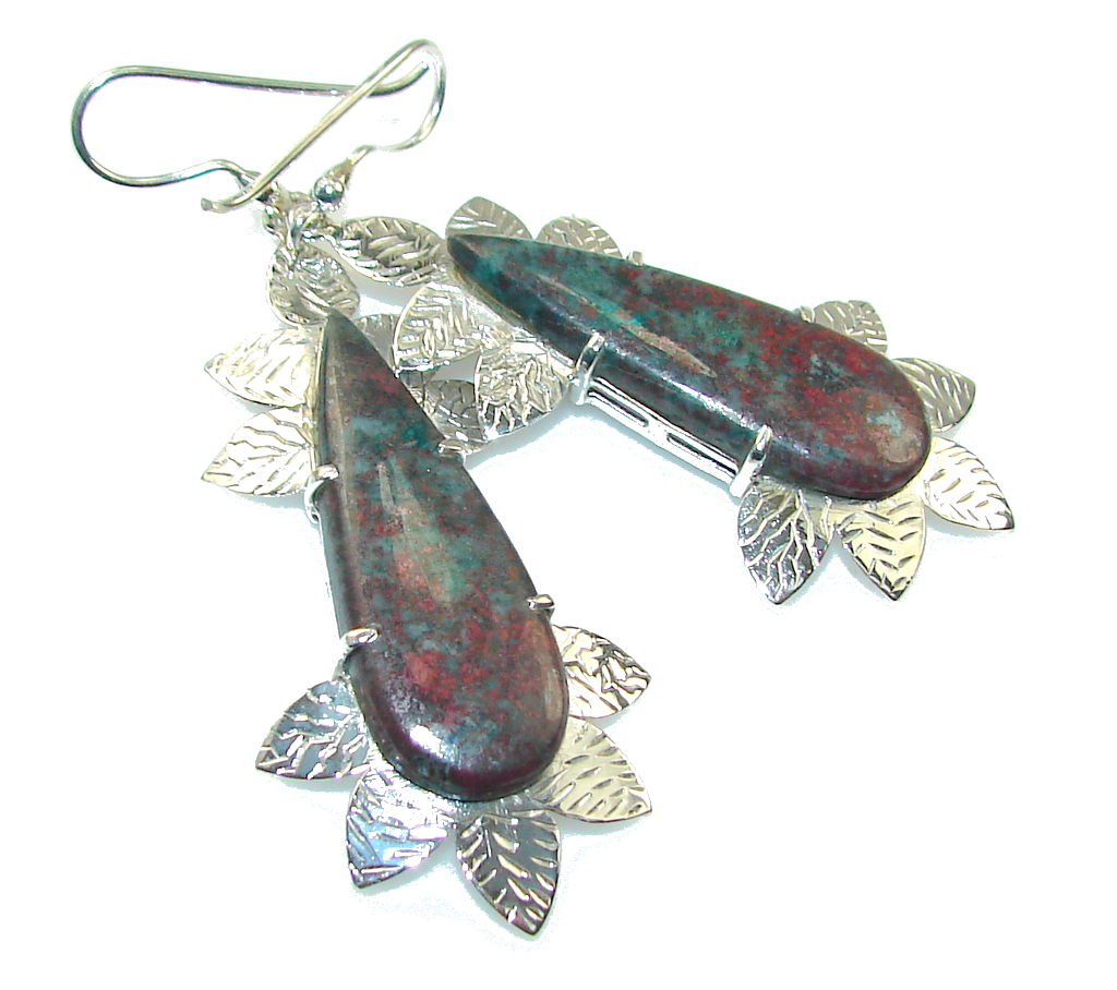 Excellent Red Sonora Jasper Sterling Silver Earrings