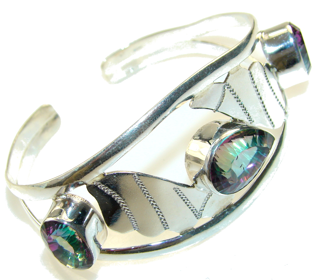 Amazing Design!! Magic Topaz Sterling Silver Bracelet / Cuff