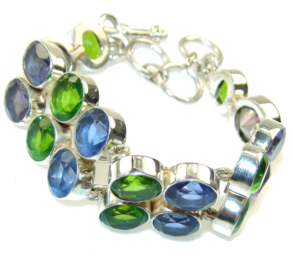 Excellent Multicolor Quartz Sterling Silver Bracelet