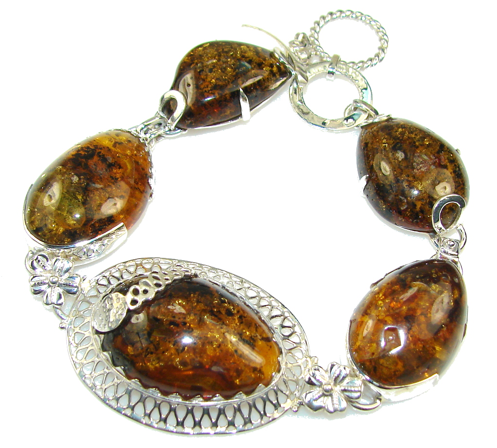 Gorgeous Design!!! Polish Amber Sterling Silver Bracelet
