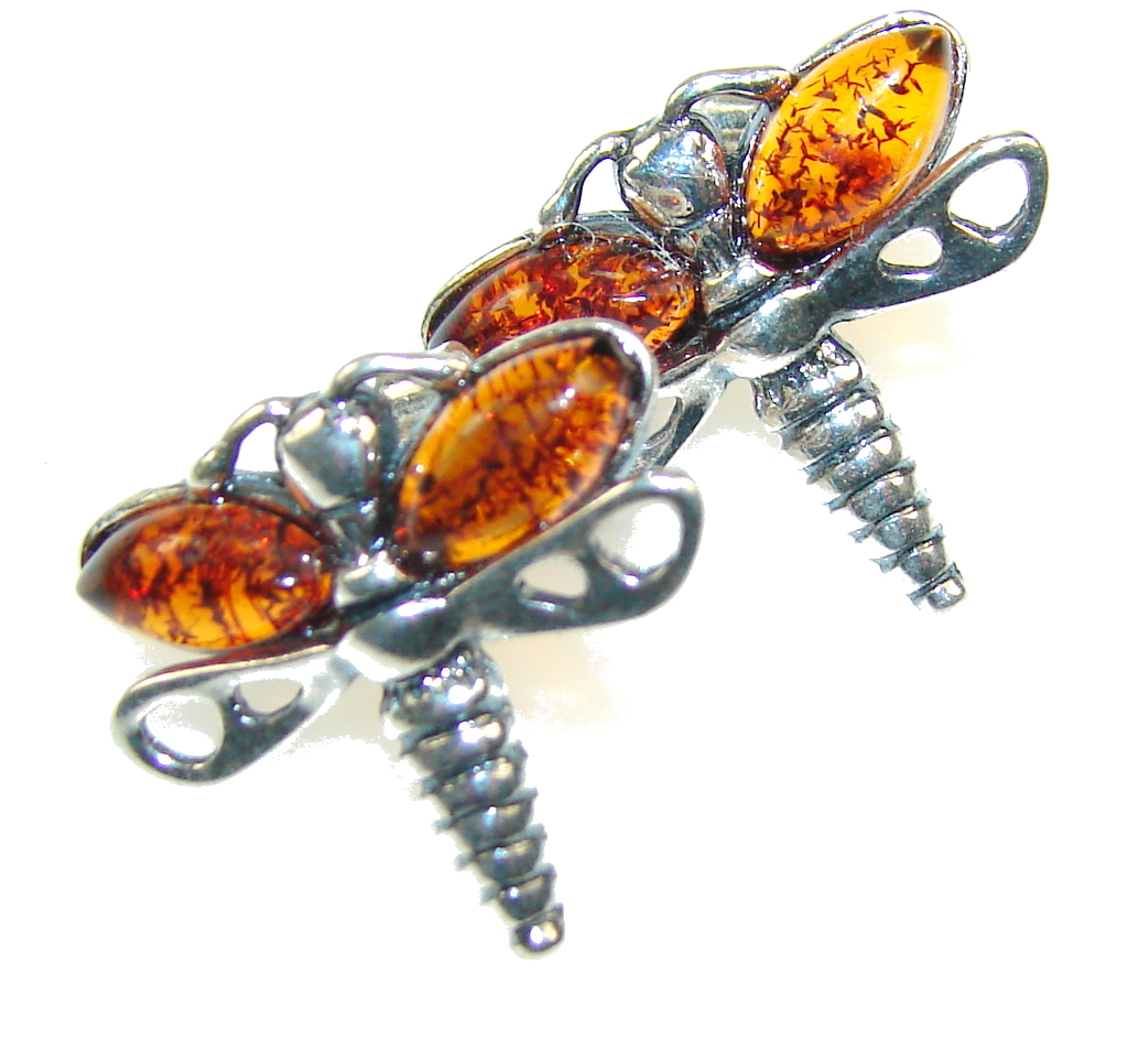Precious Design!! Polish Amber Sterling Silver earrings
