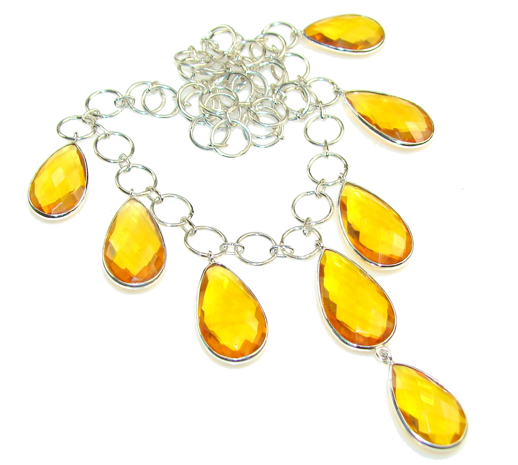Summer Style Citrine Quartz Sterling Silver necklace