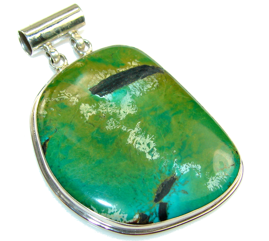 New Design!! Green Turquoise Sterling Silver Pendant