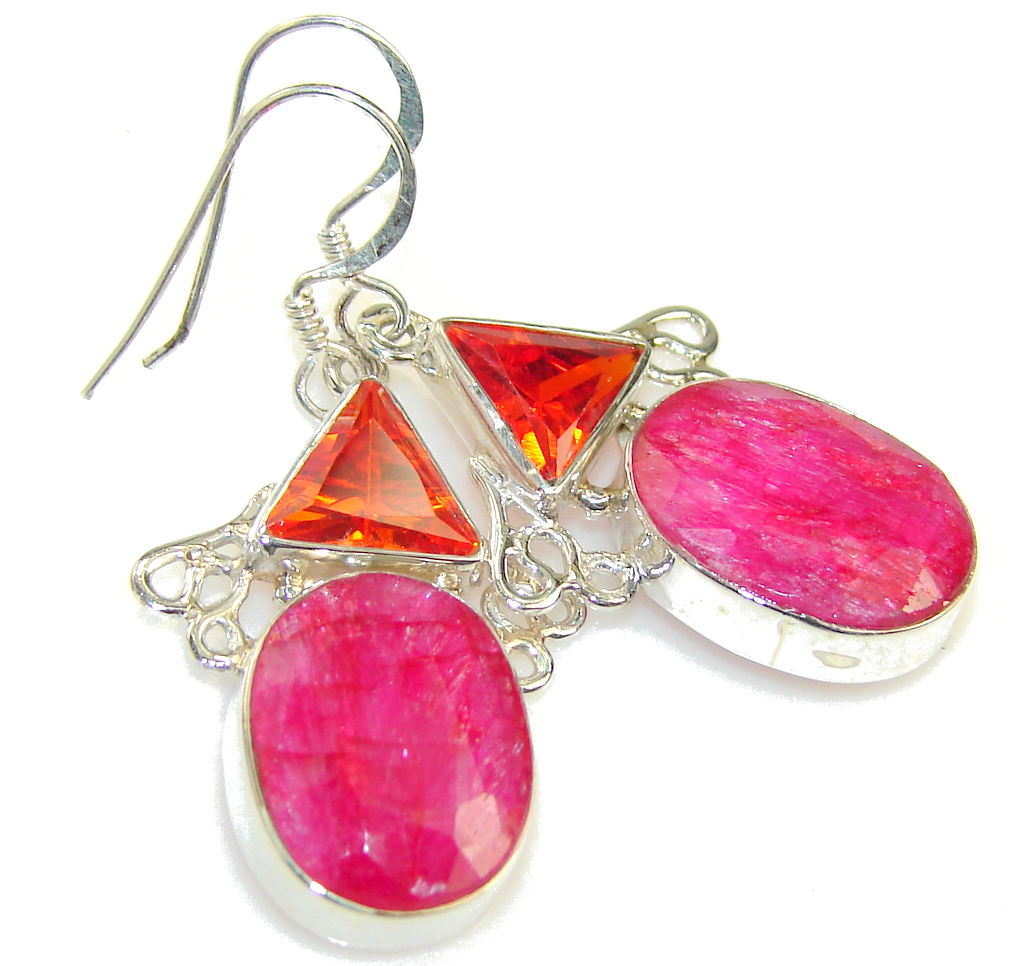 Precious!! Pink Ruby Sterling Silver earrings