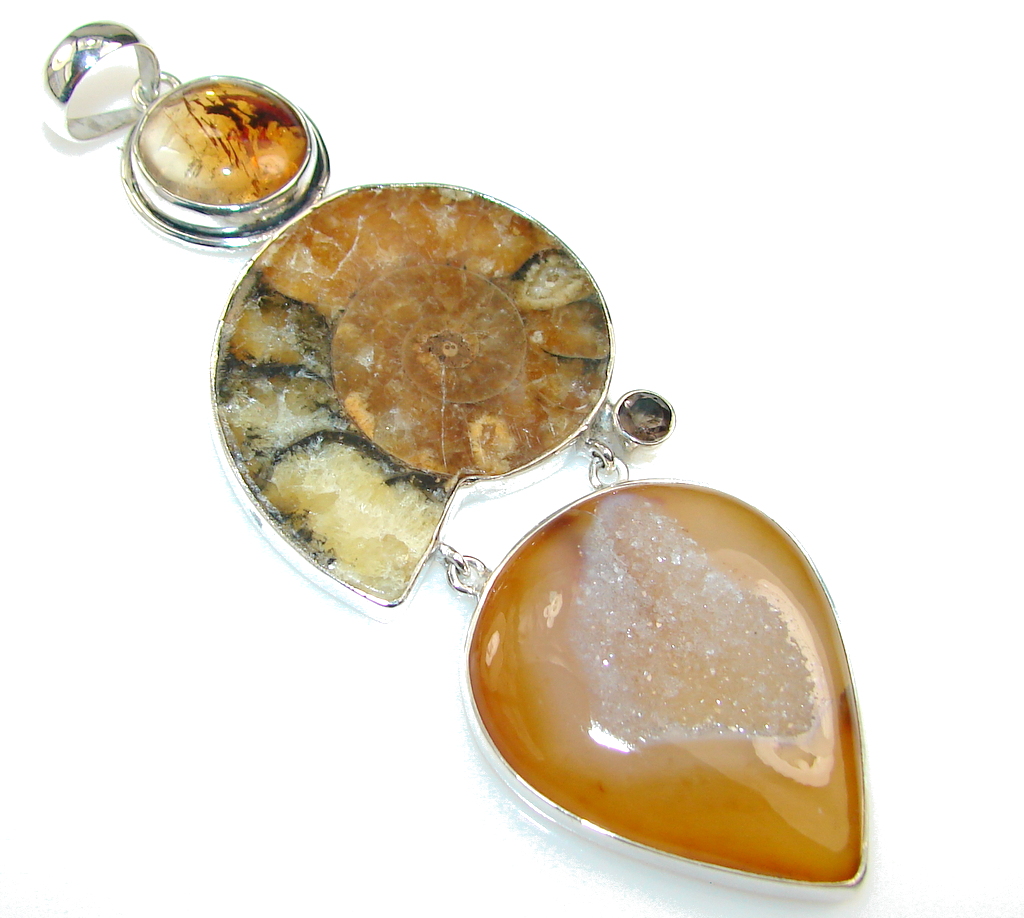 Big Great Impression!! Ammonite Fossil Sterling Silver pendant