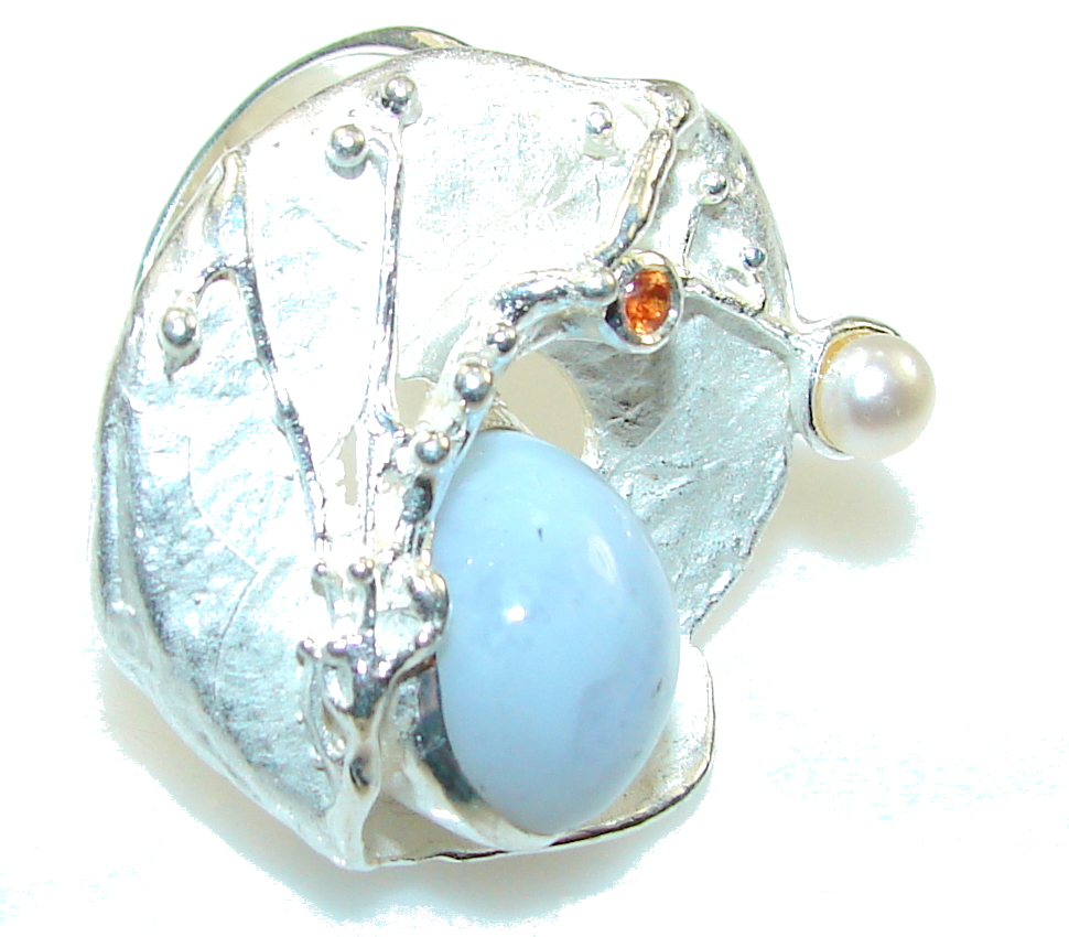 Big!! Amazing Italy Made Light Aquamarine Sterling Silver ring; 8 1/2