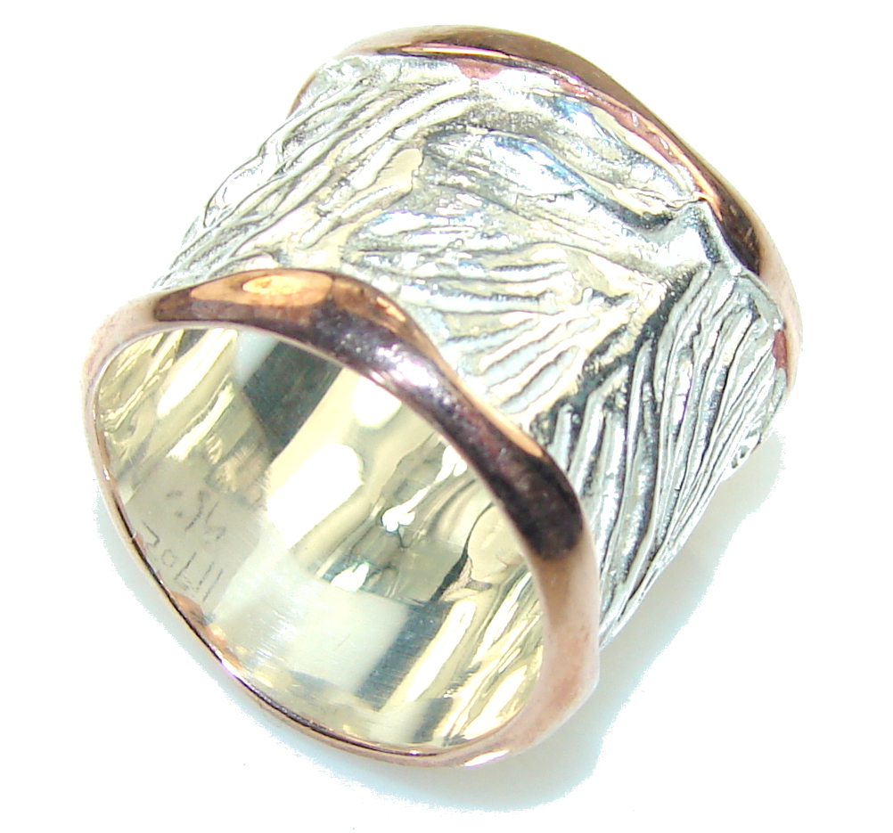Awesome Italy Made Silver 18ct Gold Plated Sterling Silver ring; 6