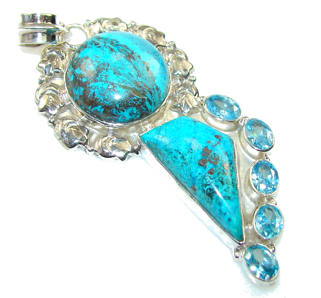 Regal Blue!! Chrysocolla Sterling Silver pendant