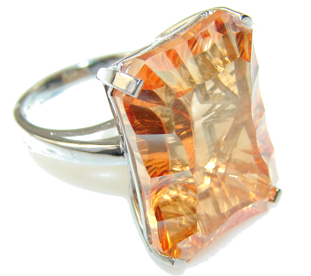 Awesome Style Of Golden Topaz Sterling Silver Ring s. 7 1/4