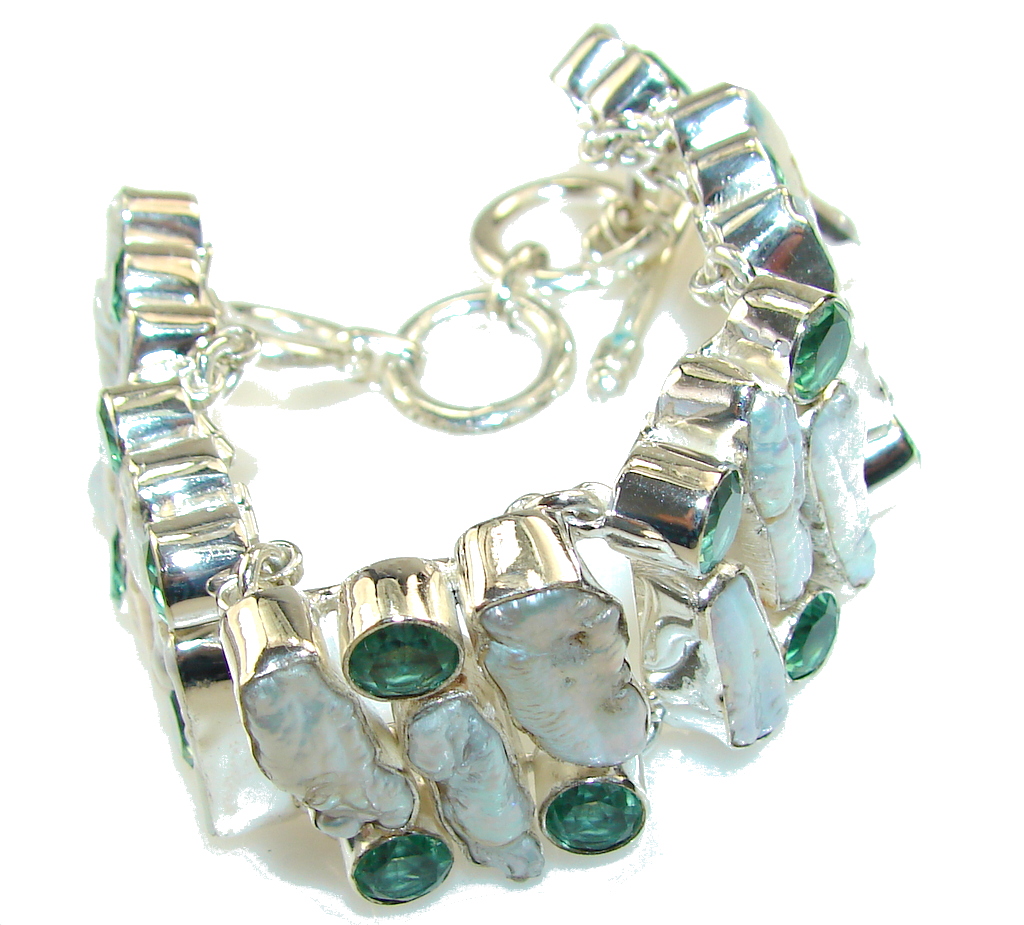 Aura Of Beauty!! Mother Of Pearl Sterling Silver Bracelet