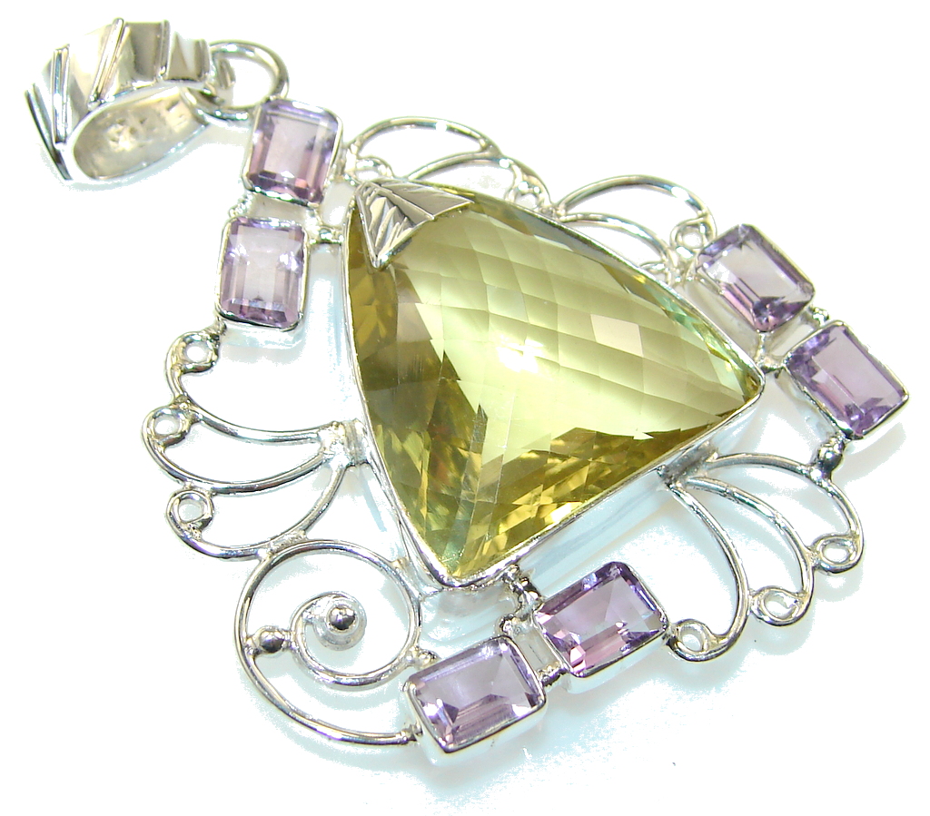 Natural Yellow Citrine Sterling Silver Pendant