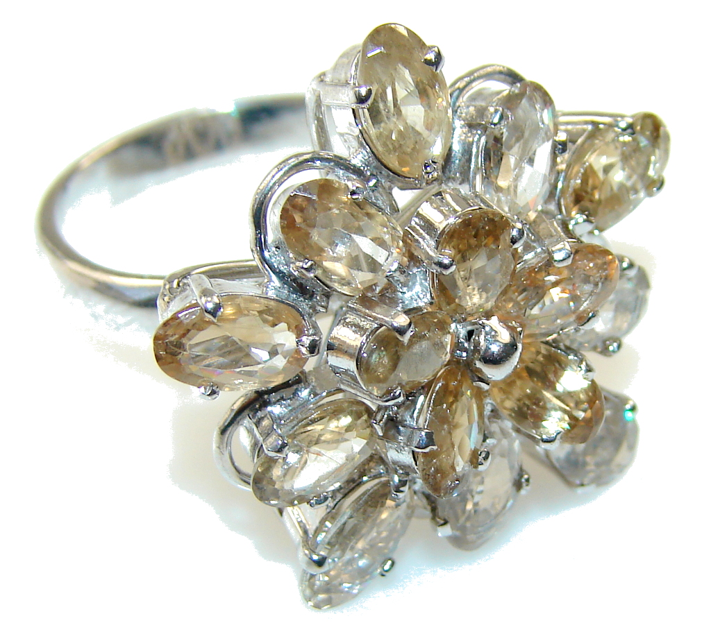 Amazing Light Yellow Citrine Sterling Silver Ring s. 8 1/4