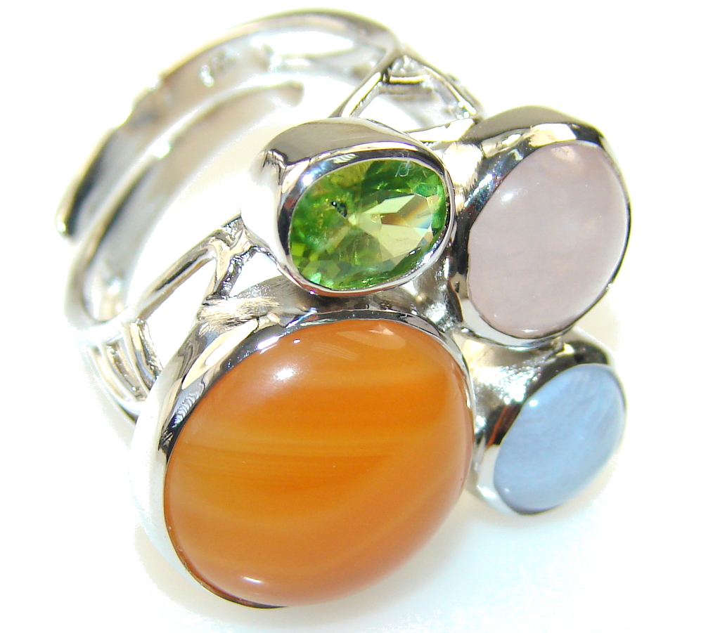 Aura Of Beauty!! Carnelian Sterling Silver ring s. 8 - Adjustable