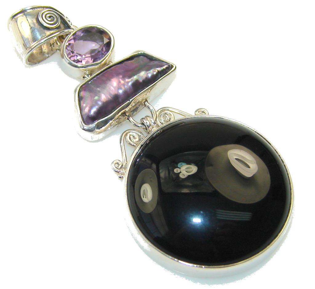 Awesome Black Onyx Sterling Silver Pendant