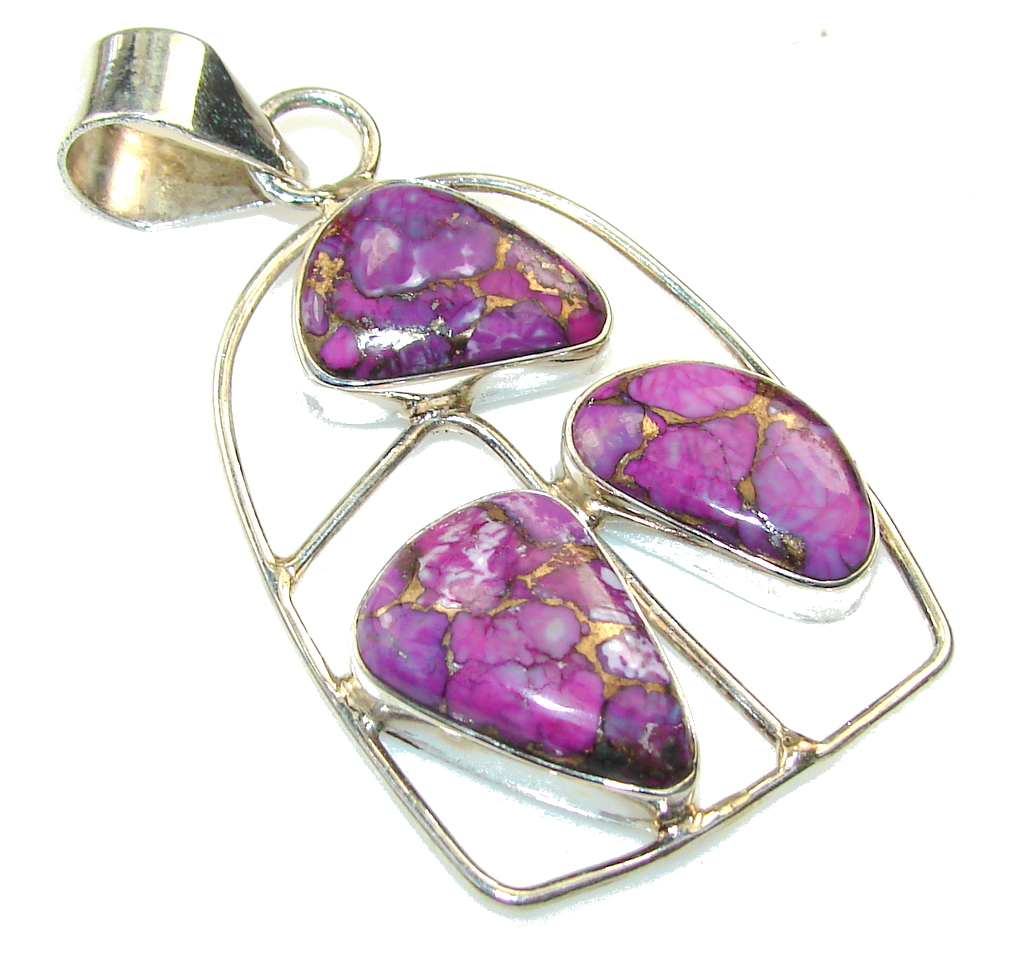 Amazing Purple Copper Turquoise Sterling Silver Pendant