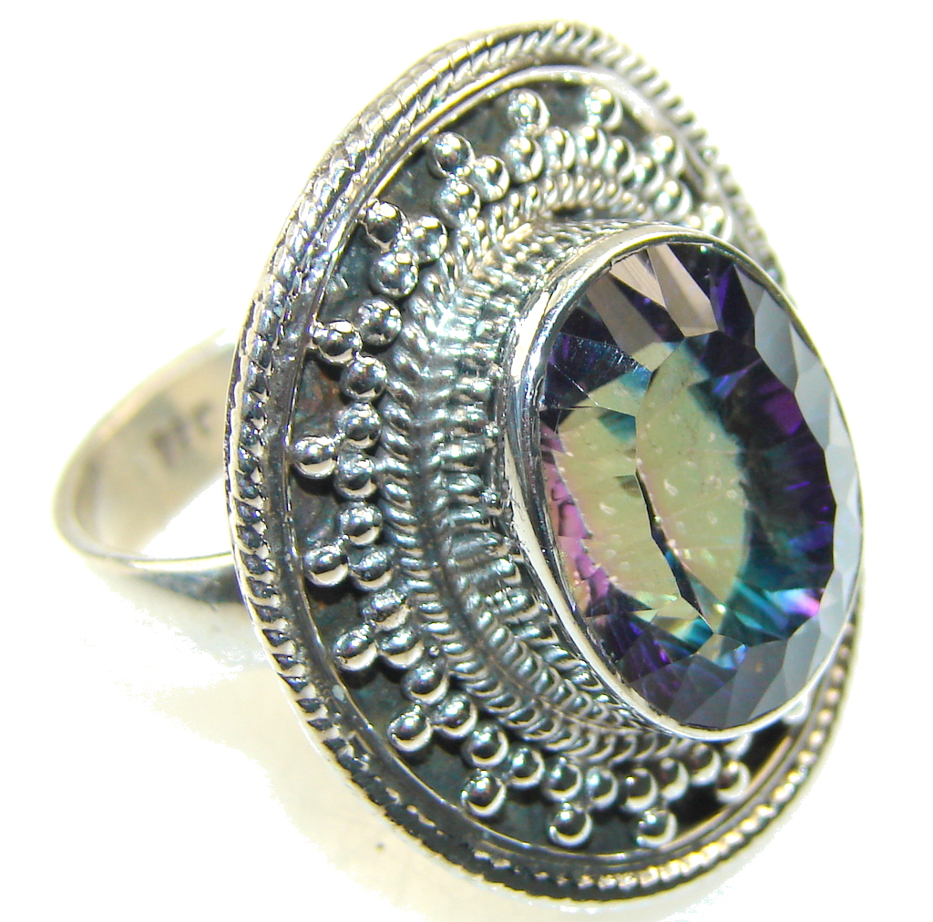 Amazing Color Of Magic Topaz Sterling Silver ring; s. 9