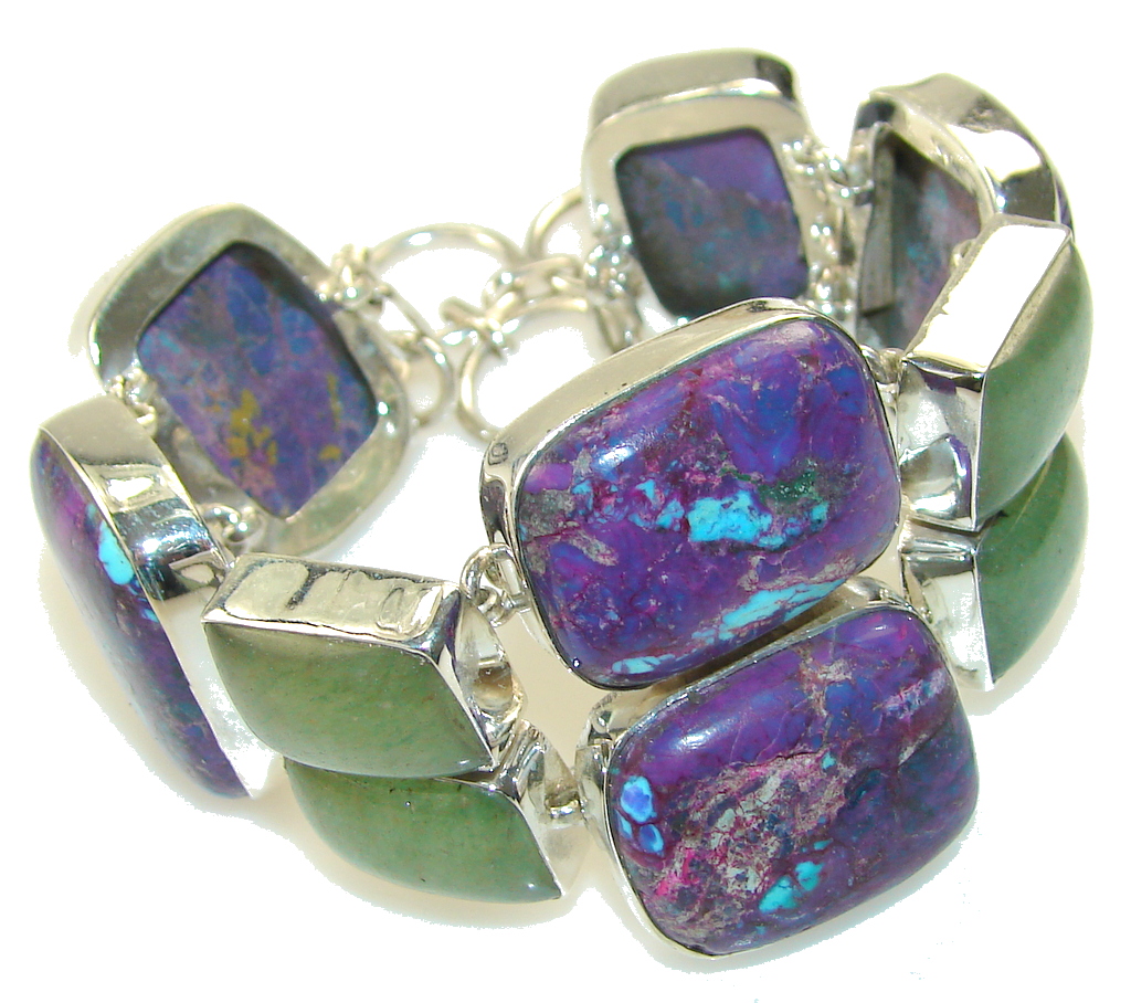 Aura Of Beauty!! Purple Turquoise Sterling Silver Bracelet