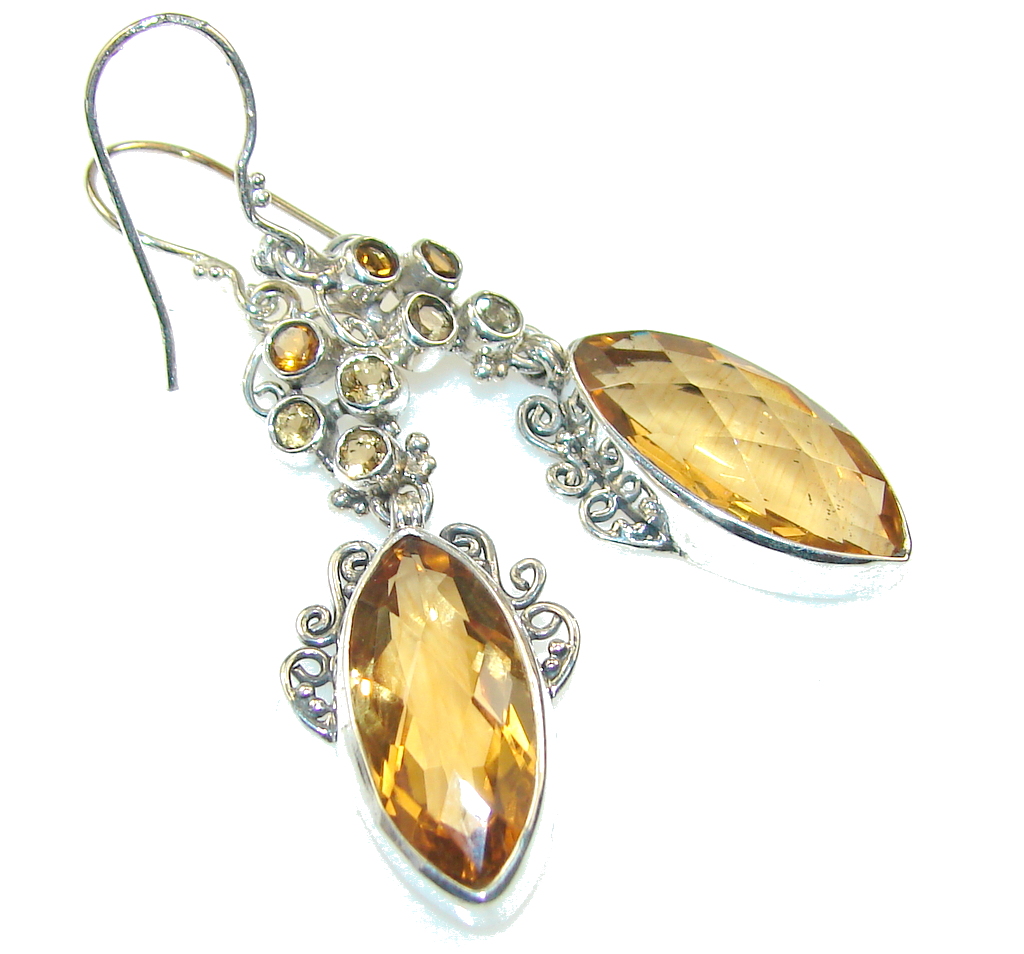 Amazing Golden Topaz Quartz Sterling Silver earrings