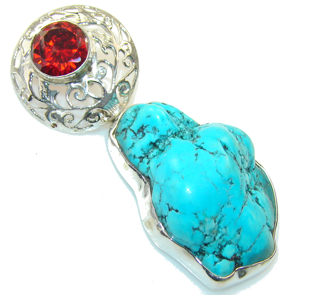 Classic Blue Turquoise Sterling Silver Pendant