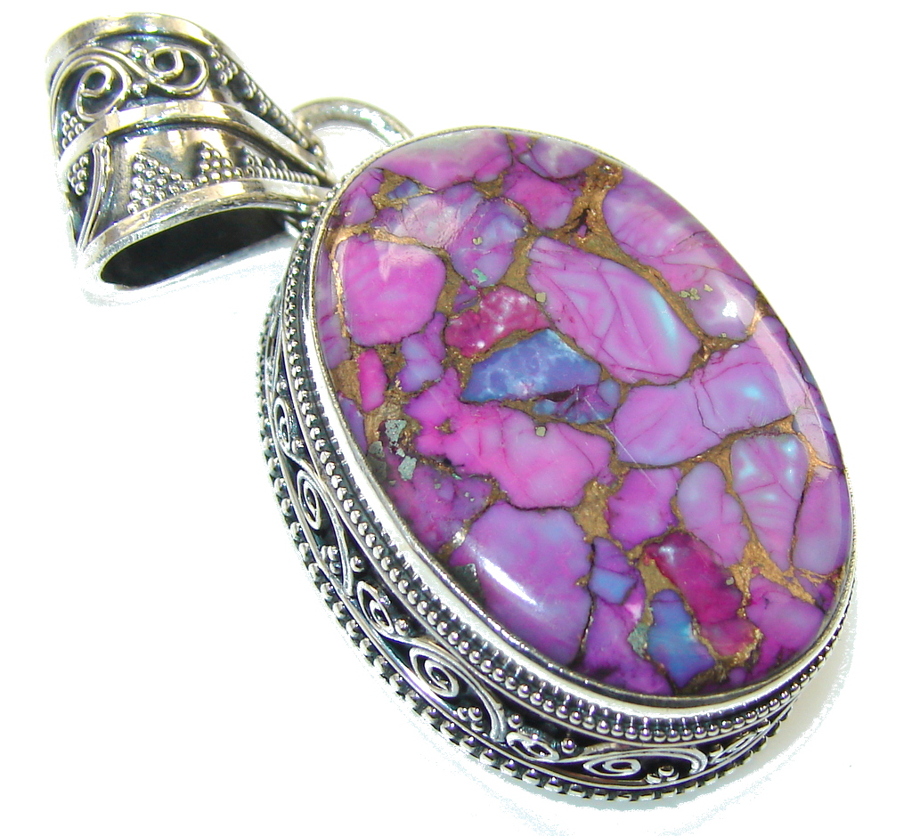 Beautiful! Copper Turquoise Sterling Silver Pendant